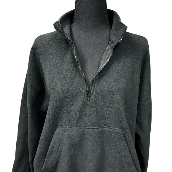 PINK Victoria's Secret Women’s Black Fleece Pullover 1/2 Zip Drawstring - Picture 2 of 8